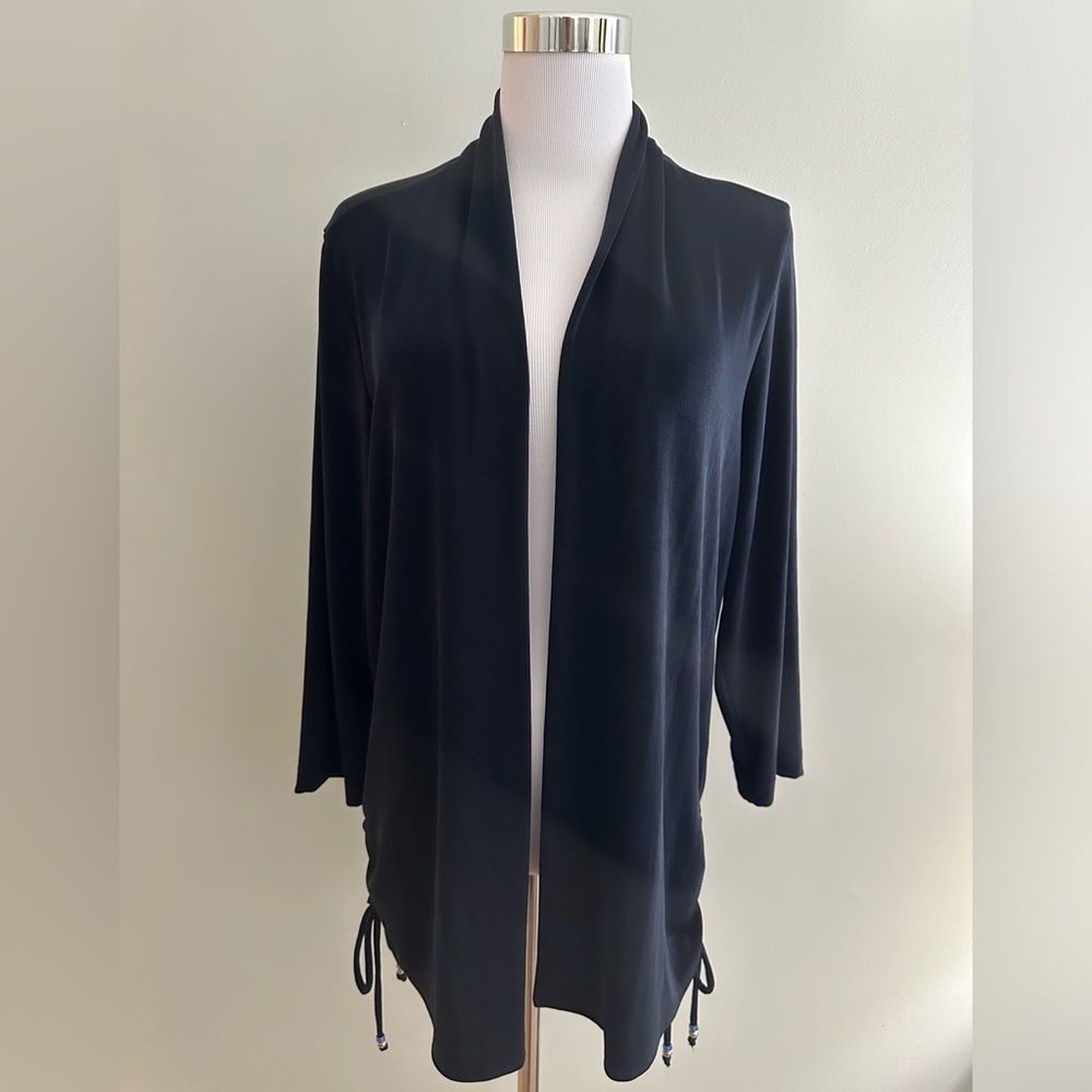 Chicos Hollie Ruched Side Jacket India Ink Navy Chicos Size 2 12 14 Large NWOT
